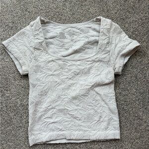 Full Tilt Cream Floral Lace Scoop Crop Top